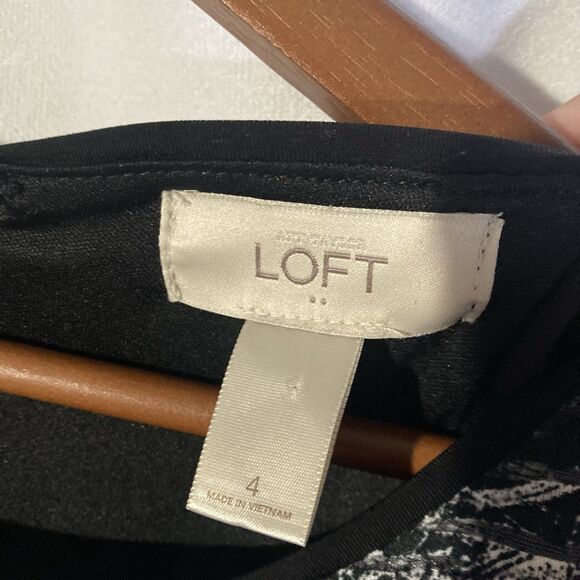 ANN TAYLOR LOFT black white chevron artsy scoop neck sleevless shift dress 4 - Picture 9 of 10